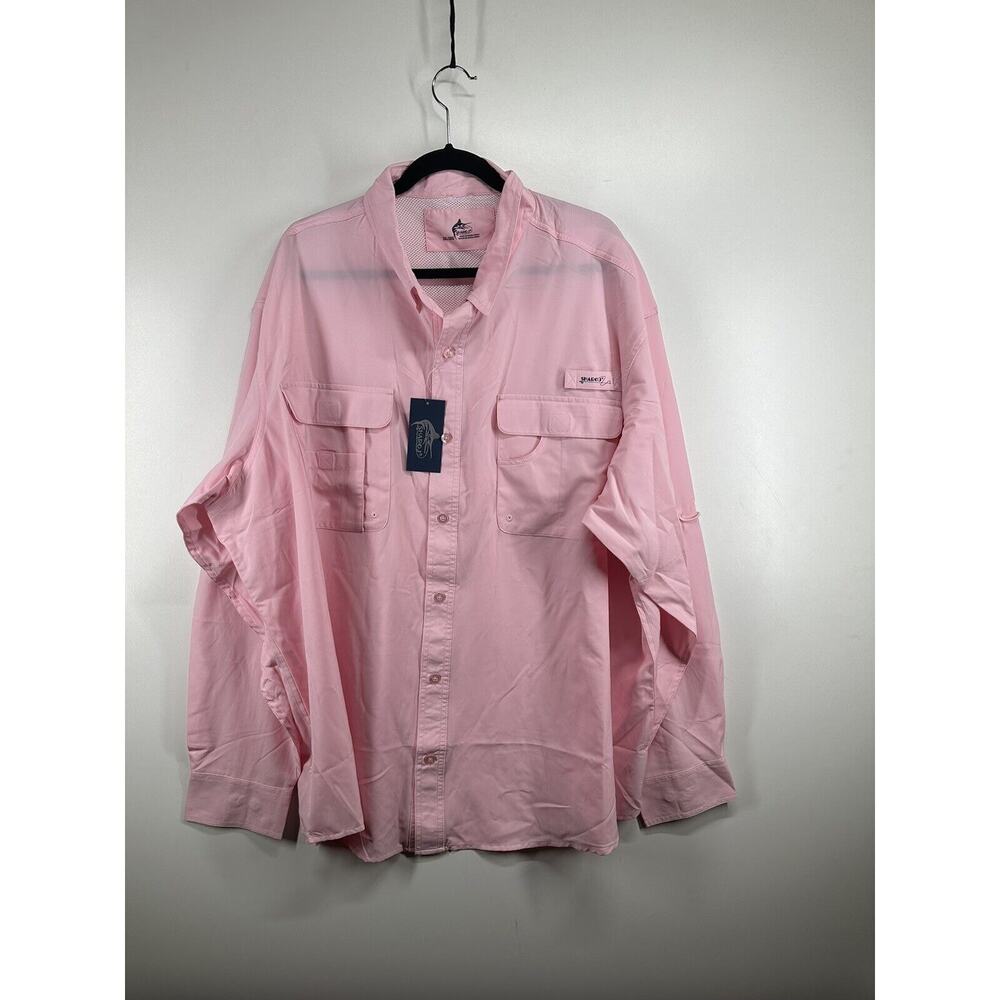Sharoj‎ Mens Fishing Guide Shirt Pink Long Sleeve Sz 3XL High Performance Vented